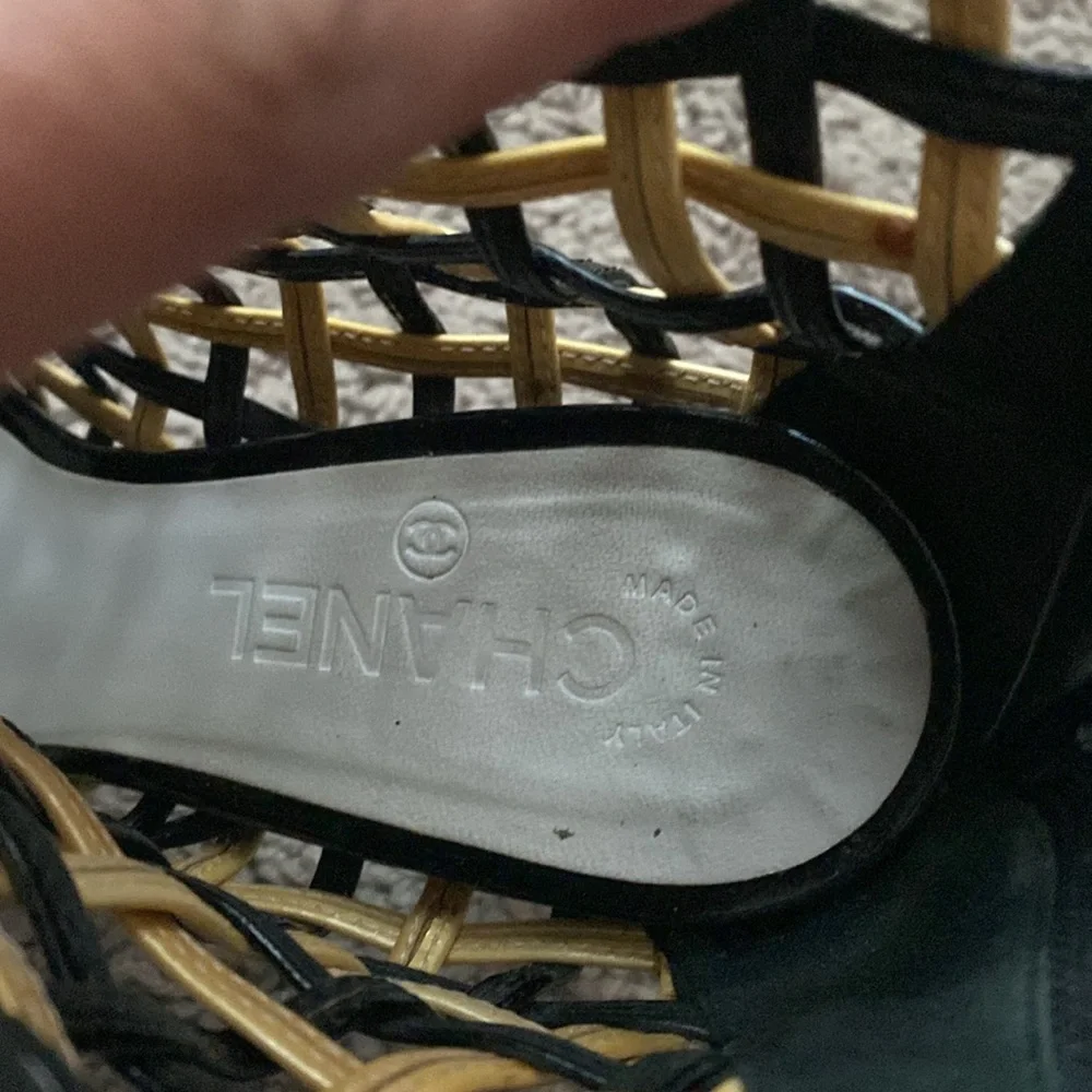 Authentic Chanel woven Cage open toe Bootie’s size 38.5 (8US) - Picture 15 of 17